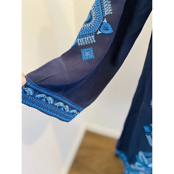 SIGRID Olsen Signature Womens Blue Combo Beaded Embroidered Dress Sz 6 - Picture 5 of 9